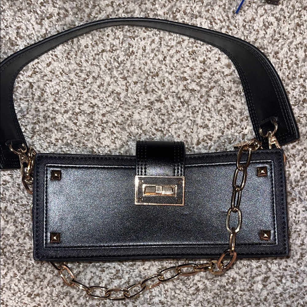 NWOT Elegant ALDO Black Handbag with Gold Chain